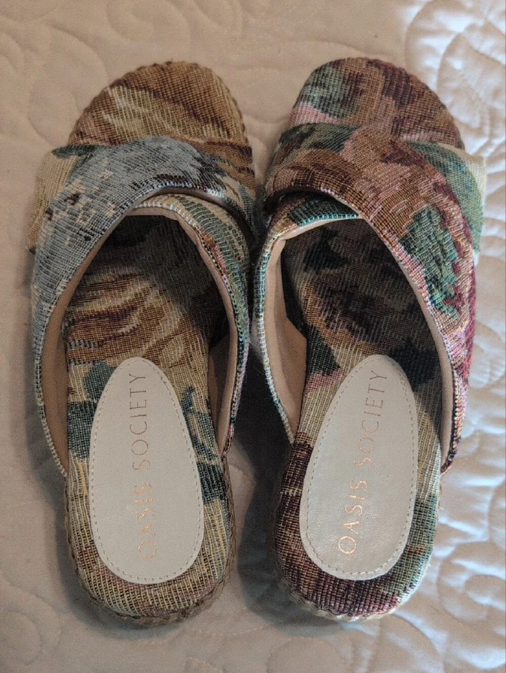 Oasis Society Multicolor Crossband Wedge Sandals